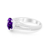 Vintage Style Round Simulated Cubic Zirconia Engagement Ring 925 Sterling Silver