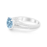 Vintage Style Round Simulated Cubic Zirconia Engagement Ring 925 Sterling Silver