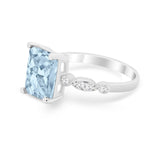 Radiant Cut Shank Simulated Cubic Zirconia 925 Sterling Silver Engagement Ring