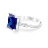 Radiant Cut Shank Simulated Cubic Zirconia 925 Sterling Silver Engagement Ring