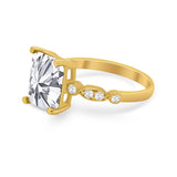 Radiant Cut Shank Simulated Cubic Zirconia 925 Sterling Silver Engagement Ring