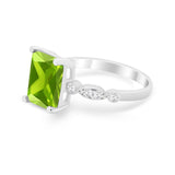 Radiant Cut Shank Simulated Cubic Zirconia 925 Sterling Silver Engagement Ring