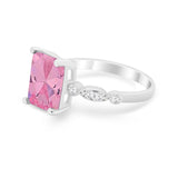 Radiant Cut Shank Simulated Cubic Zirconia 925 Sterling Silver Engagement Ring
