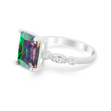 Radiant Cut Shank Simulated Cubic Zirconia 925 Sterling Silver Engagement Ring