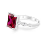 Radiant Cut Shank Simulated Cubic Zirconia 925 Sterling Silver Engagement Ring