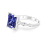 Radiant Cut Shank Simulated Cubic Zirconia 925 Sterling Silver Engagement Ring
