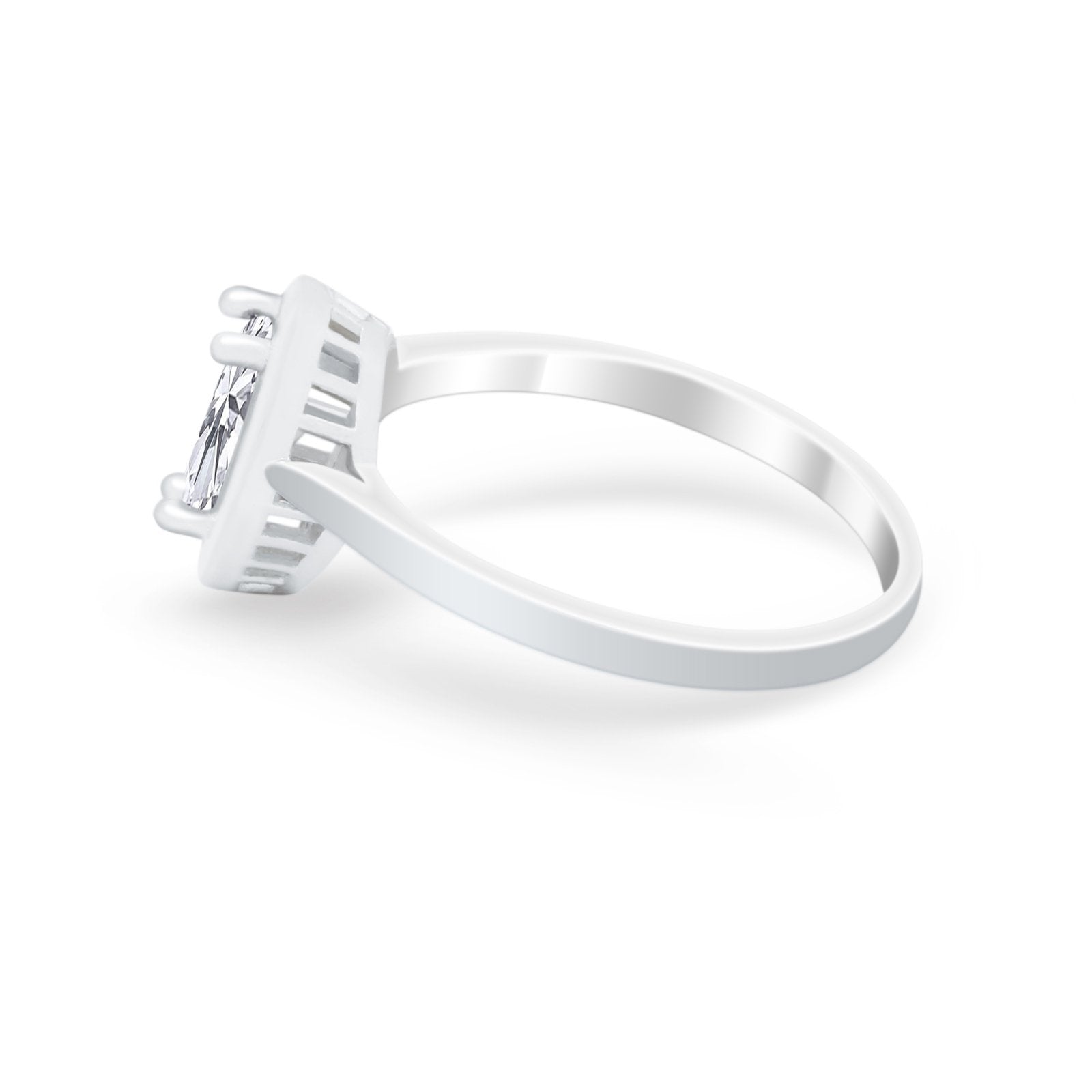 Solitaire Wedding Ring Pear Simulated Cubic Zirconia 925 Sterling Silver