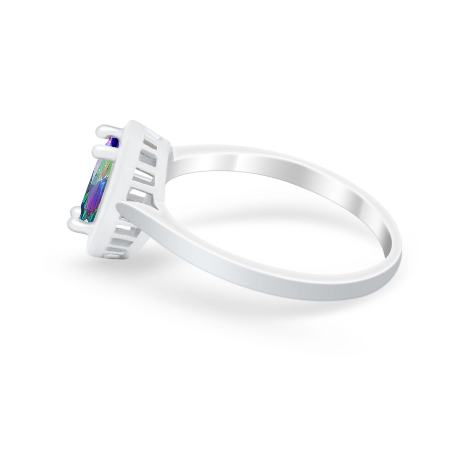 Solitaire Wedding Ring Pear Simulated Cubic Zirconia 925 Sterling Silver