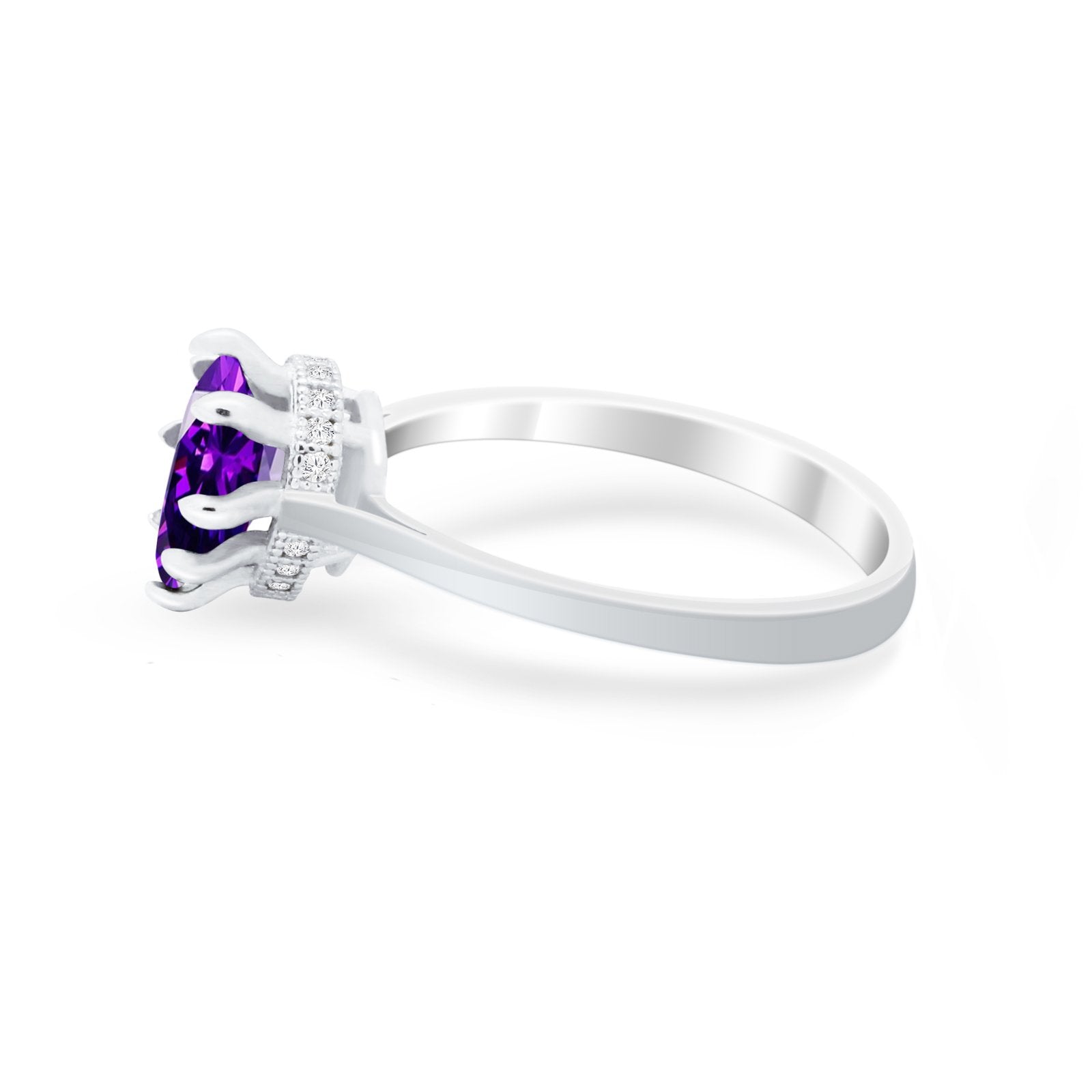Teardrop Pear Wedding Ring Simulated Cubic Zirconia 925 Sterling Silver