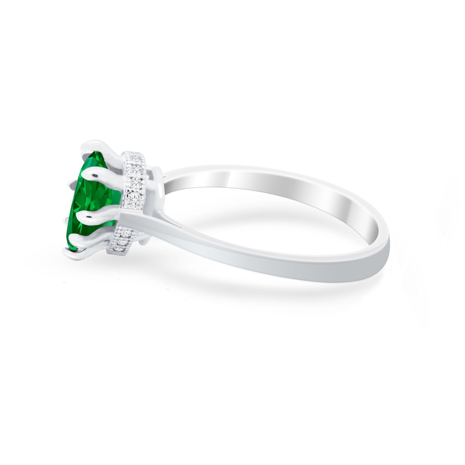 Teardrop Pear Wedding Ring Simulated Cubic Zirconia 925 Sterling Silver