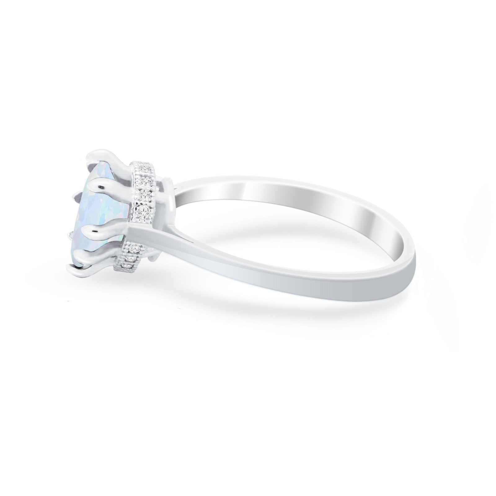 Teardrop Pear Wedding Ring Simulated Cubic Zirconia 925 Sterling Silver