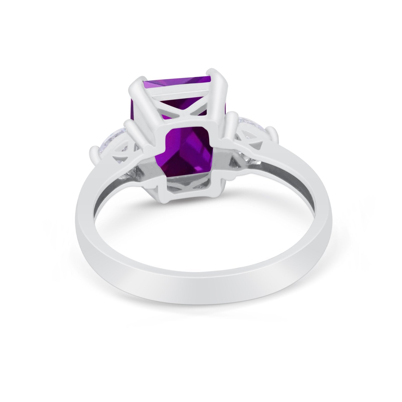 Three Stone Wedding Ring Heart Simulated Cubic Zirconia 925 Sterling Silver BA1058