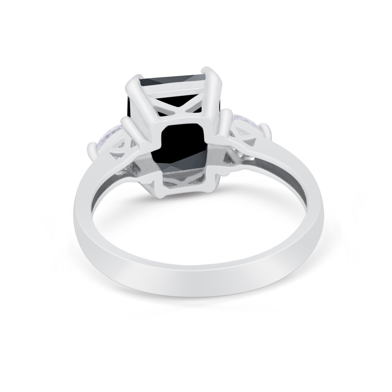 Three Stone Wedding Ring Heart Simulated Cubic Zirconia 925 Sterling Silver BA1058