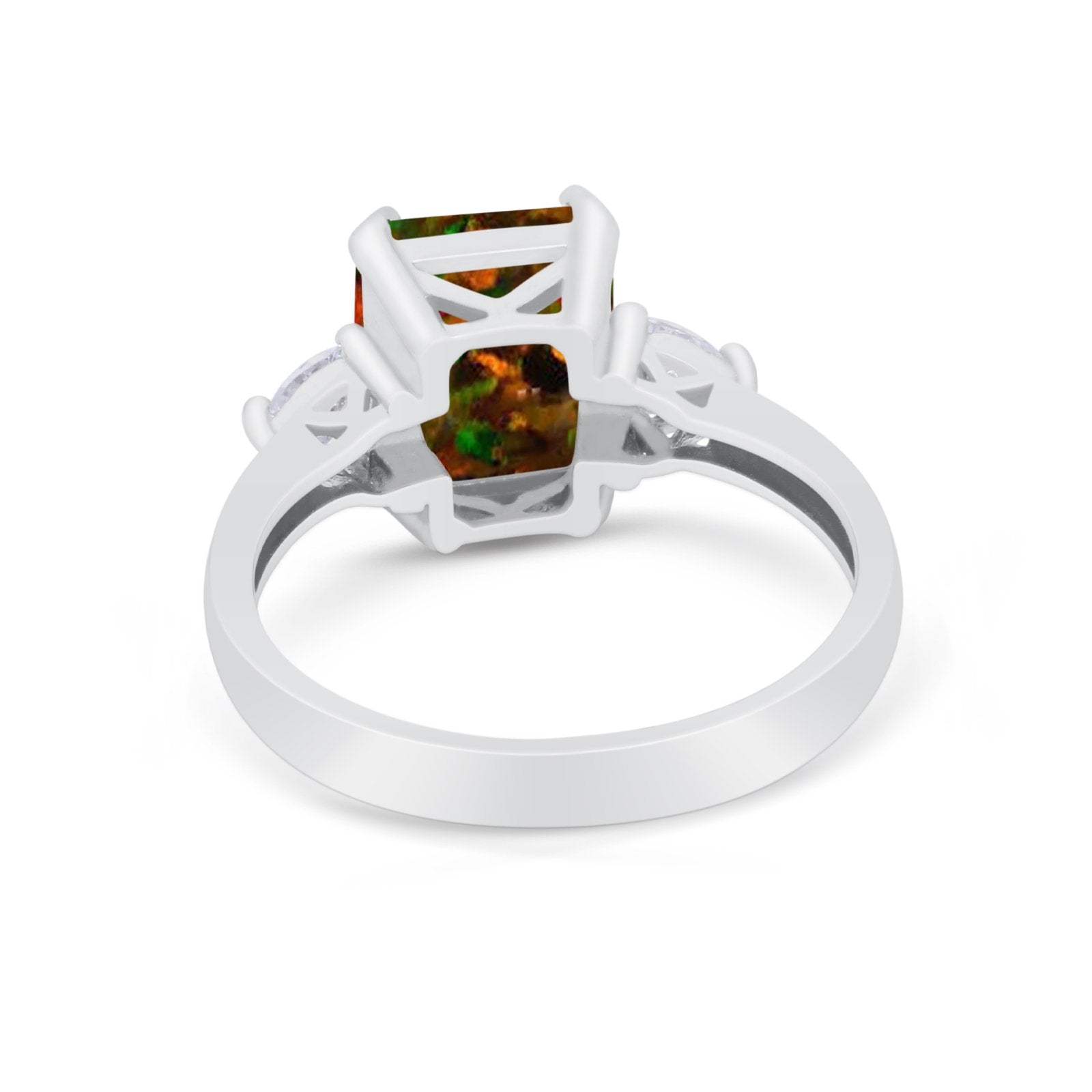 Three Stone Wedding Ring Heart Simulated Cubic Zirconia 925 Sterling Silver BA1058