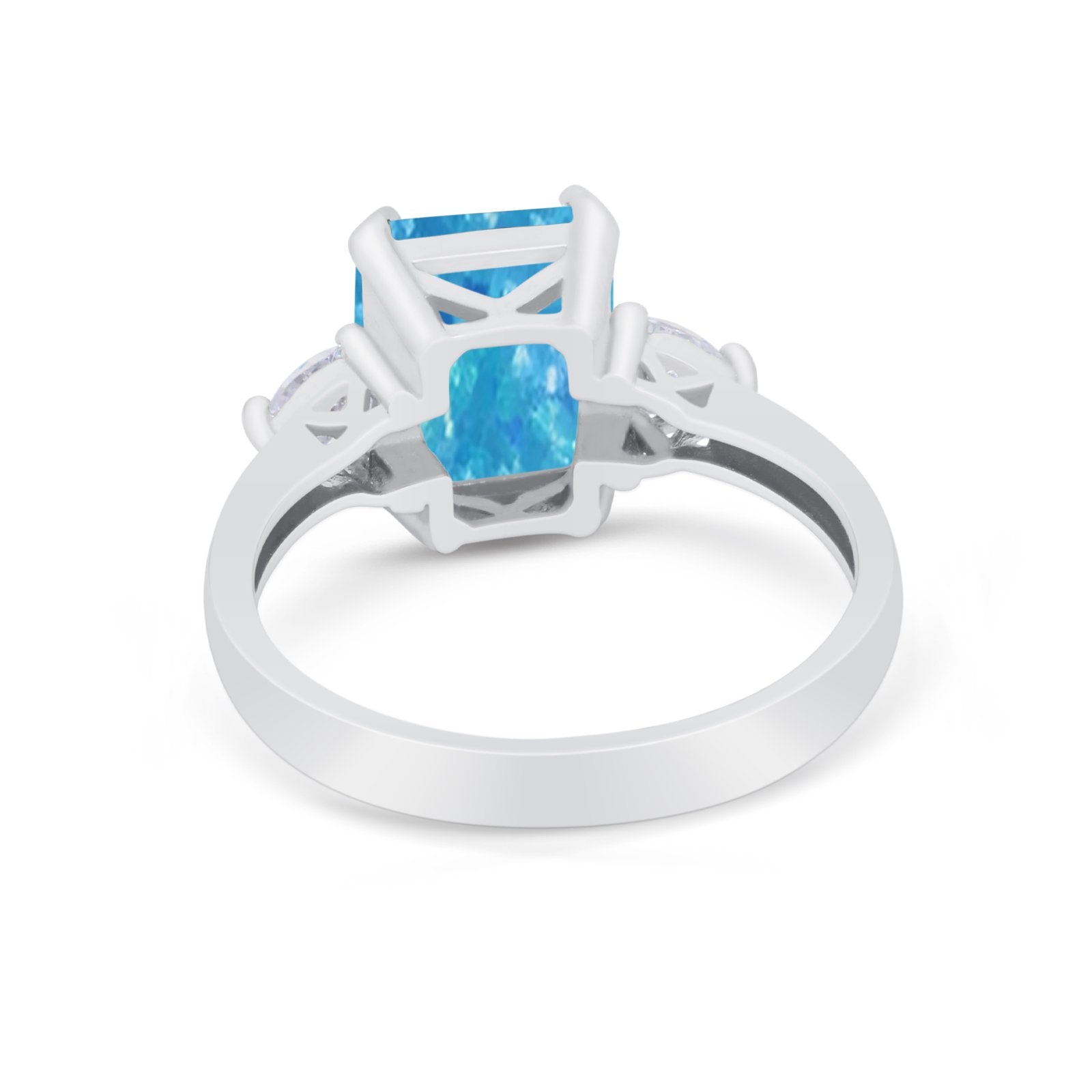 Three Stone Wedding Ring Heart Simulated Cubic Zirconia 925 Sterling Silver BA1058