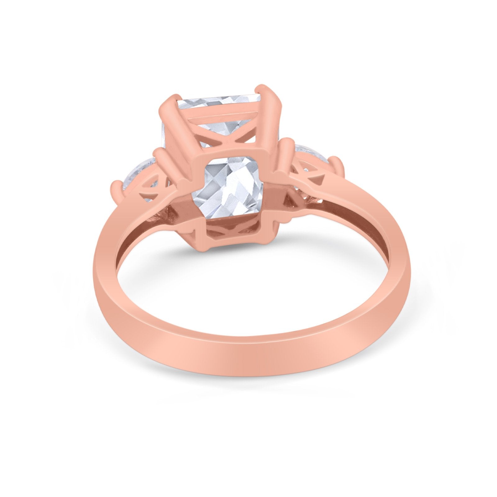 Three Stone Wedding Ring Heart Simulated Cubic Zirconia 925 Sterling Silver BA1058