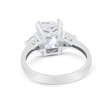 Three Stone Wedding Ring Heart Simulated Cubic Zirconia 925 Sterling Silver BA1058