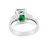 Three Stone Wedding Ring Heart Simulated Cubic Zirconia 925 Sterling Silver BA1058
