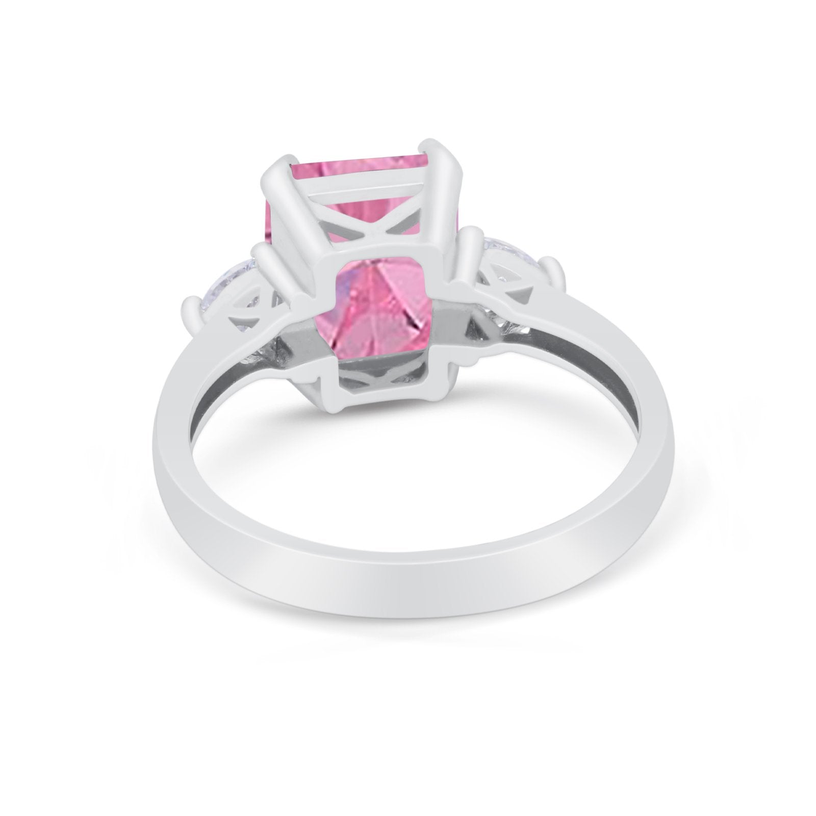 Three Stone Wedding Ring Heart Simulated Cubic Zirconia 925 Sterling Silver BA1058