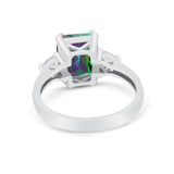 Three Stone Wedding Ring Heart Simulated Cubic Zirconia 925 Sterling Silver BA1058