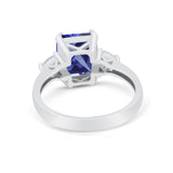 Three Stone Wedding Ring Heart Simulated Cubic Zirconia 925 Sterling Silver BA1058