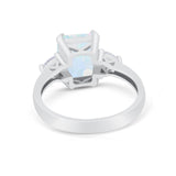 Three Stone Wedding Ring Heart Simulated Cubic Zirconia 925 Sterling Silver BA1058
