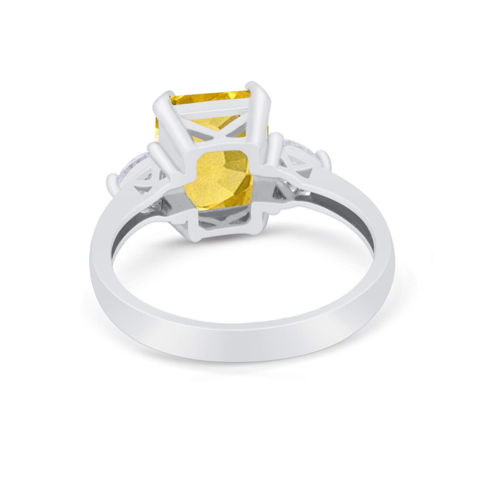 Three Stone Wedding Ring Heart Simulated Cubic Zirconia 925 Sterling Silver BA1058
