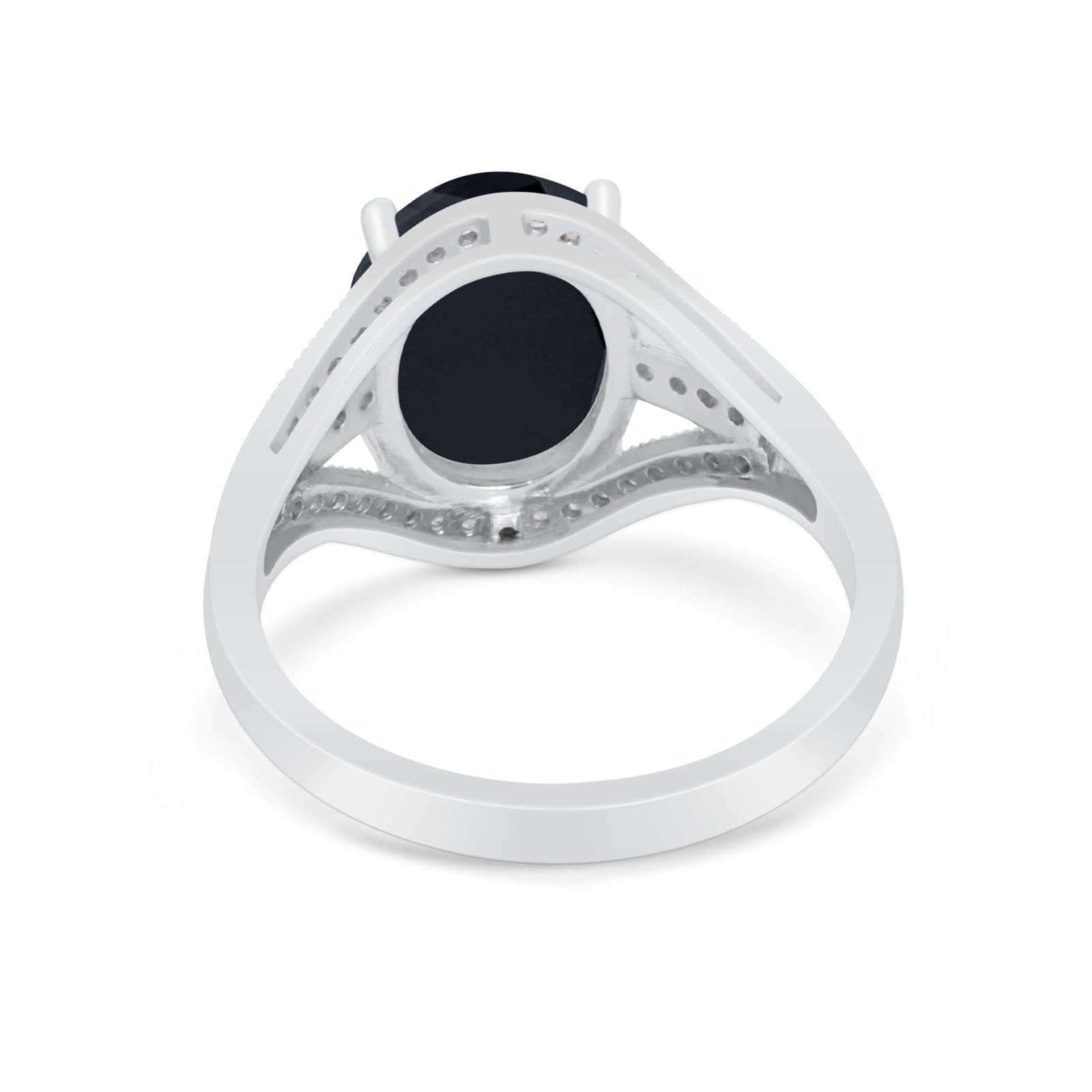 Art Deco Engagement Bridal Ring Simulated Cubic Zirconia 925 Sterling Silver BA1059