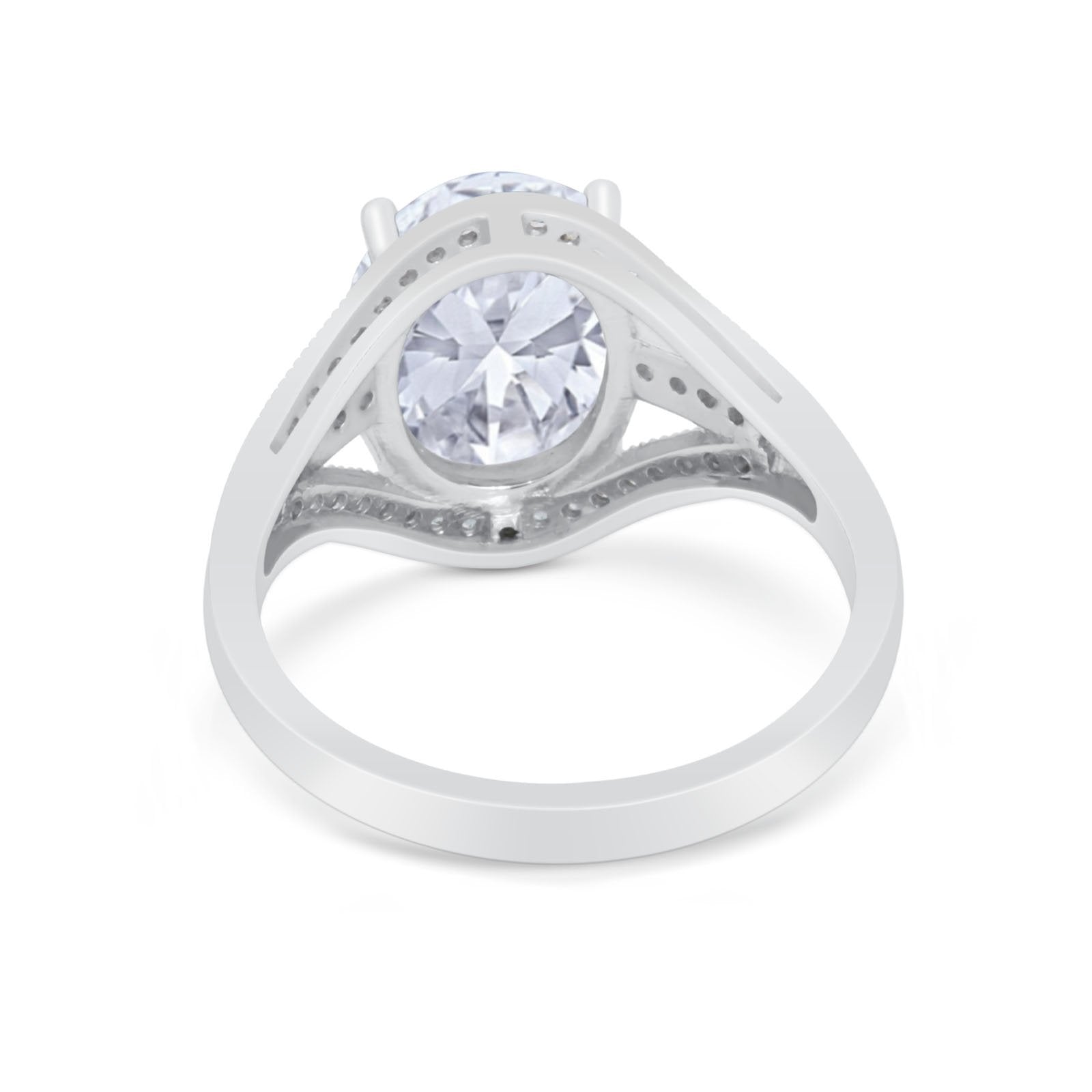 Art Deco Engagement Bridal Ring Simulated Cubic Zirconia 925 Sterling Silver BA1059