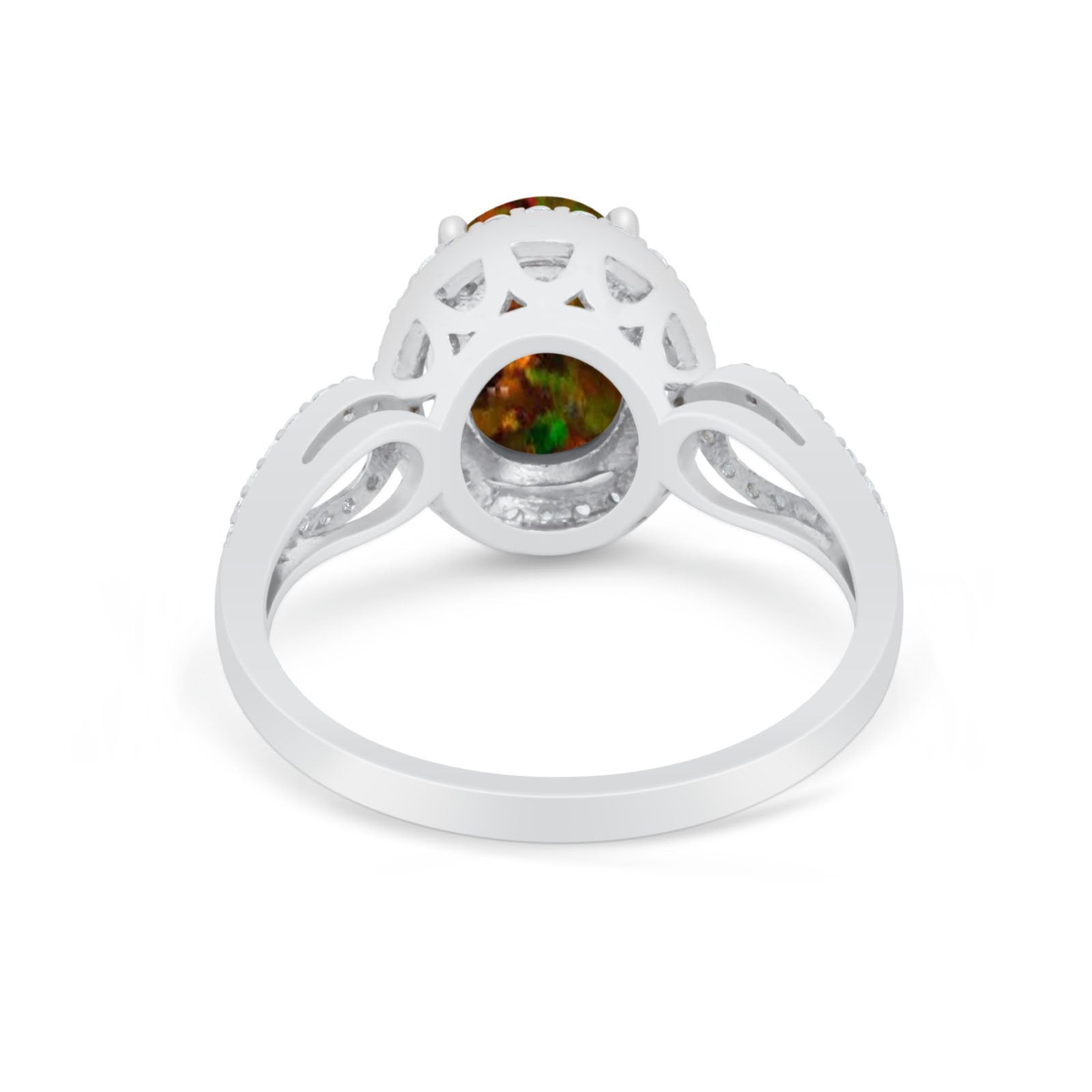 Halo Art Deco Engagement Ring Round Simulated Cubic Zirconia 925 Sterling Silver