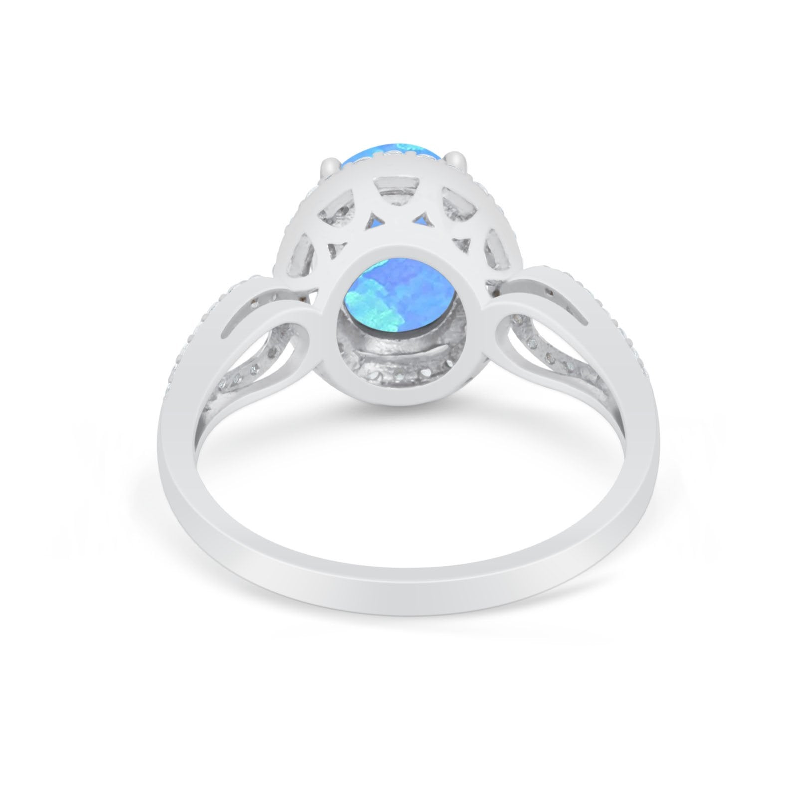 Halo Art Deco Engagement Ring Round Simulated Cubic Zirconia 925 Sterling Silver