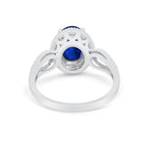 Halo Art Deco Engagement Ring Round Simulated Cubic Zirconia 925 Sterling Silver