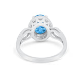 Halo Art Deco Engagement Ring Round Simulated Cubic Zirconia 925 Sterling Silver