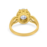 Halo Art Deco Engagement Ring Round Simulated Cubic Zirconia 925 Sterling Silver