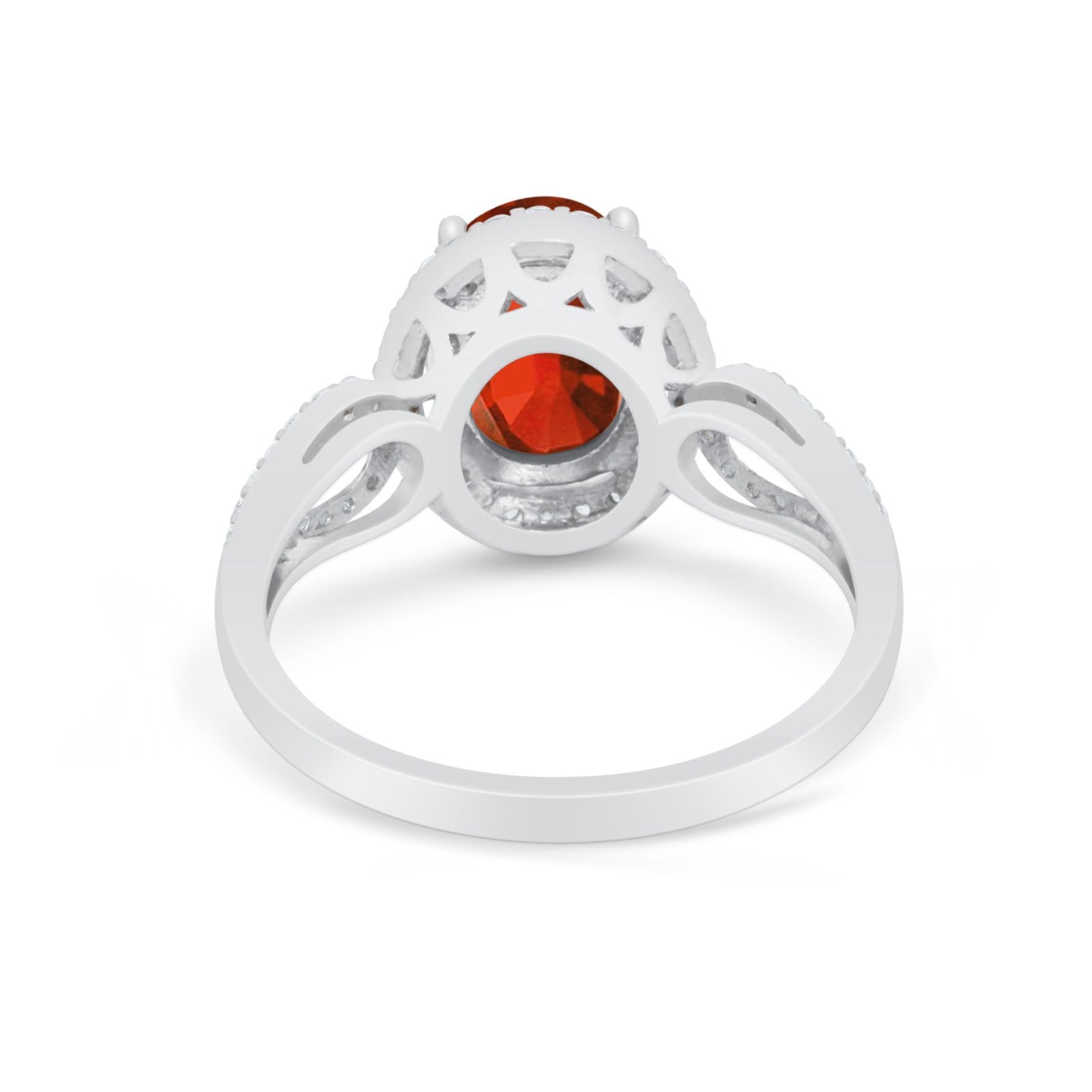 Halo Art Deco Engagement Ring Round Simulated Cubic Zirconia 925 Sterling Silver