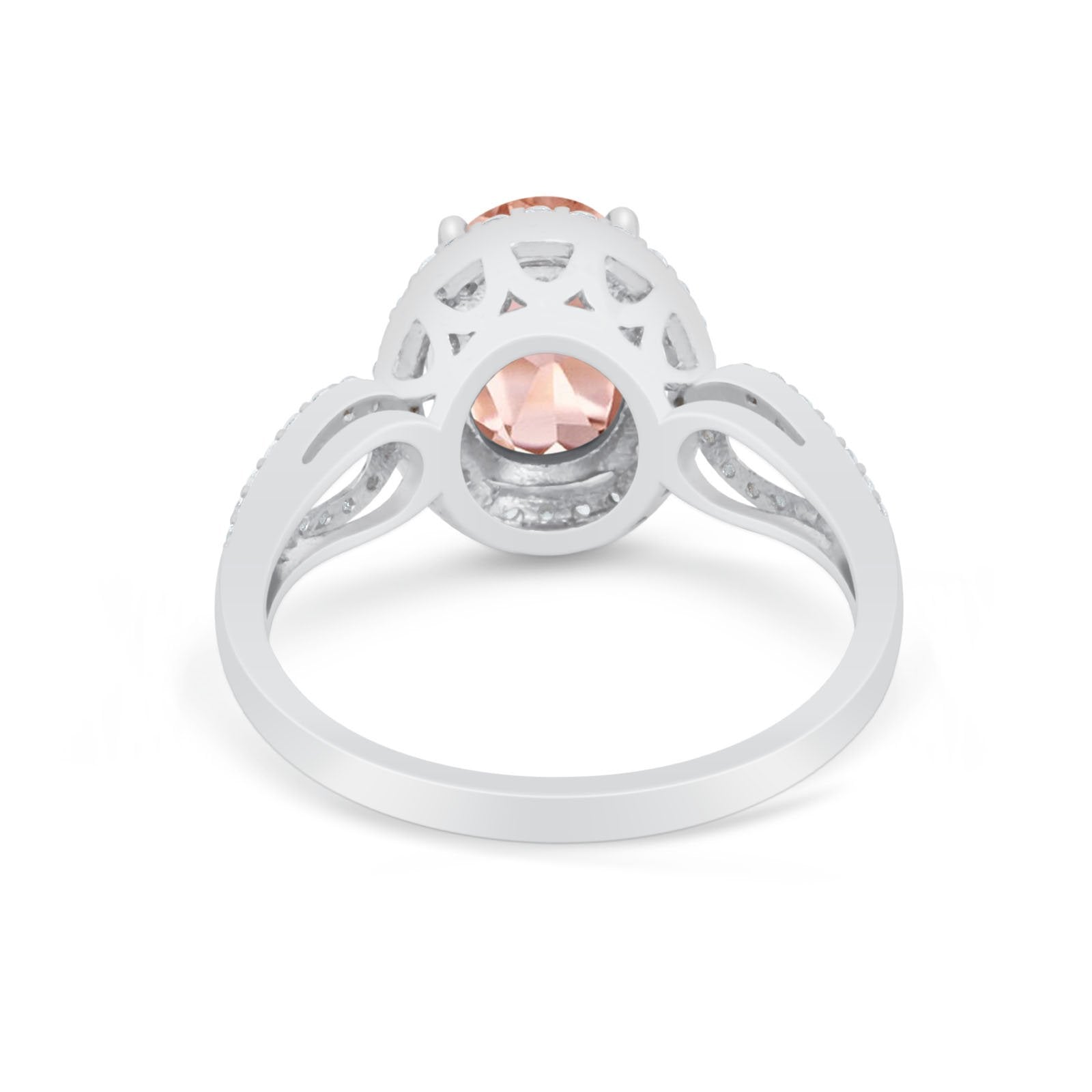 Halo Art Deco Engagement Ring Round Simulated Cubic Zirconia 925 Sterling Silver