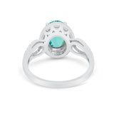 Halo Art Deco Engagement Ring Round Simulated Cubic Zirconia 925 Sterling Silver