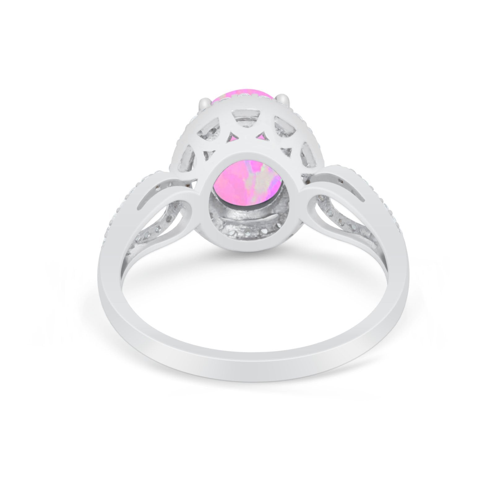 Halo Art Deco Engagement Ring Round Simulated Cubic Zirconia 925 Sterling Silver