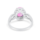 Halo Art Deco Engagement Ring Round Simulated Cubic Zirconia 925 Sterling Silver