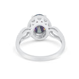 Halo Art Deco Engagement Ring Round Simulated Cubic Zirconia 925 Sterling Silver
