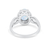 Halo Art Deco Engagement Ring Round Simulated Cubic Zirconia 925 Sterling Silver