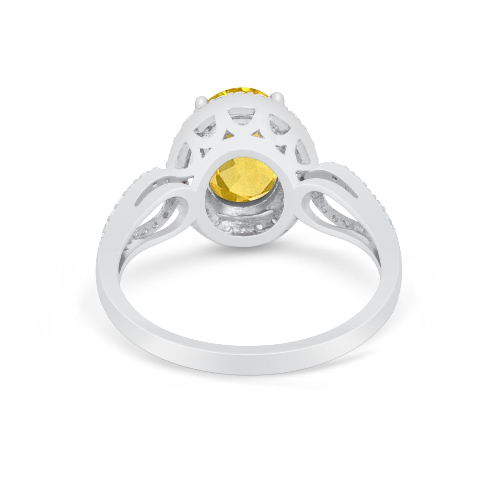 Halo Art Deco Engagement Ring Round Simulated Cubic Zirconia 925 Sterling Silver
