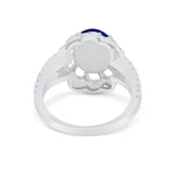 Vintage Style Oval Engagement Ring Round Simulated CZ 925 Sterling Silver