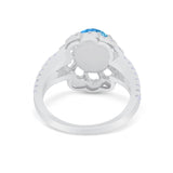 Vintage Style Oval Engagement Ring Round Simulated CZ 925 Sterling Silver
