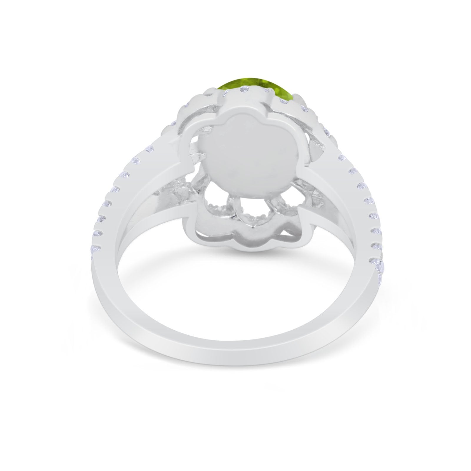 Vintage Style Oval Engagement Ring Round Simulated CZ 925 Sterling Silver