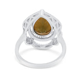 Teardrop Engagement Ring Round Simulated Cubic Zirconia 925 Sterling Silver