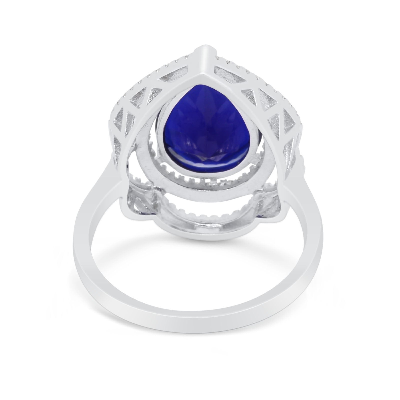 Teardrop Wedding Ring Round Simulated Cubic Zirconia 925 Sterling Silver BA1065