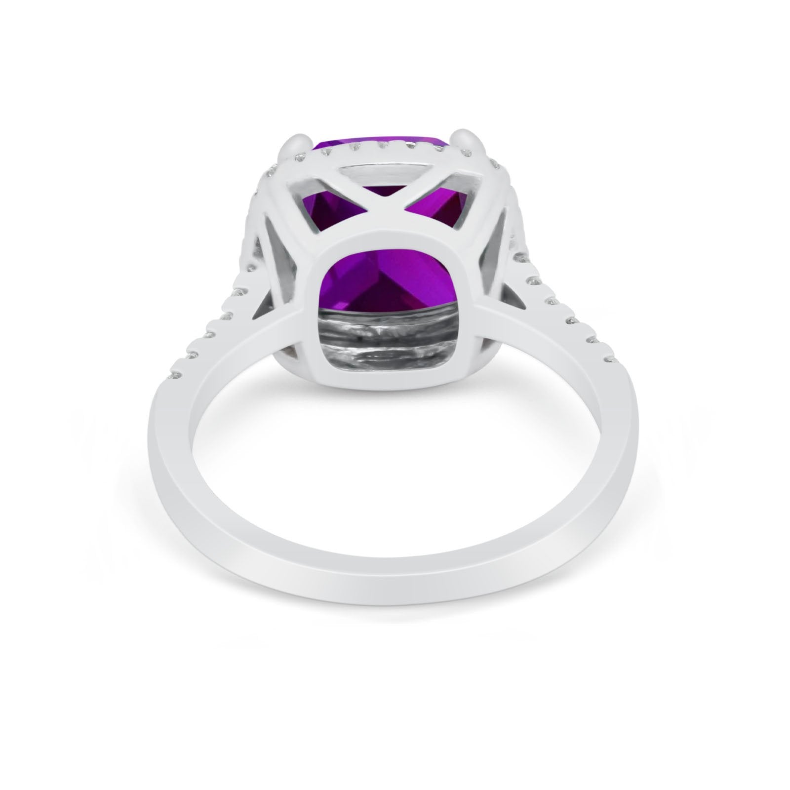 Halo Cushion Cut Engagement Ring Round Simulated Cubic Zirconia 925 Sterling Silver BA1066