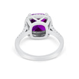 Halo Cushion Cut Engagement Ring Round Simulated Cubic Zirconia 925 Sterling Silver BA1066