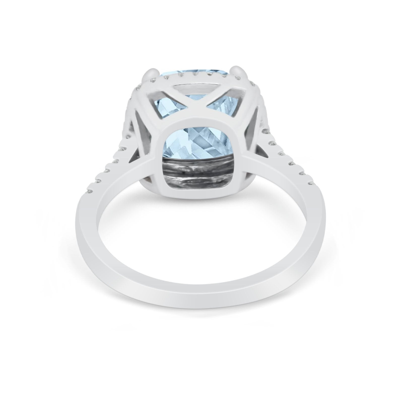 Halo Cushion Cut Engagement Ring Round Simulated Cubic Zirconia 925 Sterling Silver BA1066